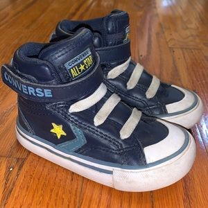 Converse Blue High Top Sneakers with Velcro Strap and Elastic - Toddler Size 6